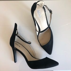 Mia black suede stiletto pumps